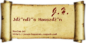 Jónás Hasszán névjegykártya